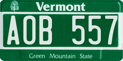 VT license plate AOB557
