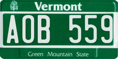 VT license plate AOB559