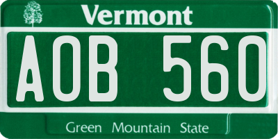 VT license plate AOB560
