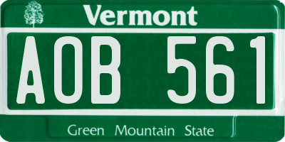 VT license plate AOB561