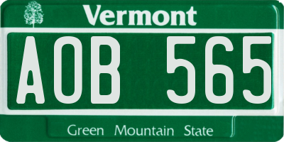VT license plate AOB565