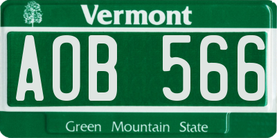 VT license plate AOB566