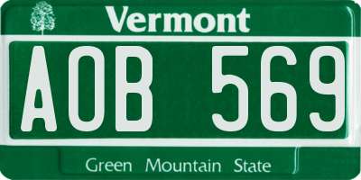 VT license plate AOB569
