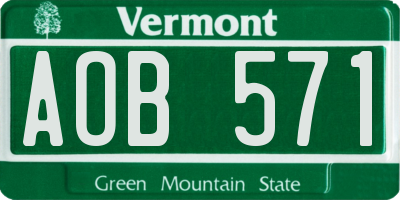 VT license plate AOB571