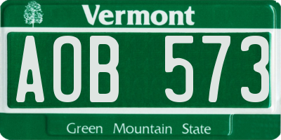 VT license plate AOB573