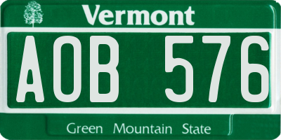 VT license plate AOB576