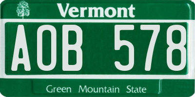 VT license plate AOB578