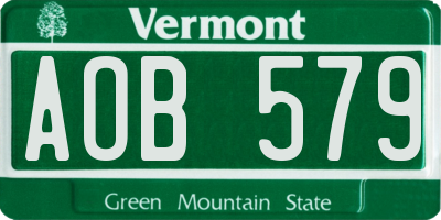 VT license plate AOB579