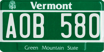 VT license plate AOB580