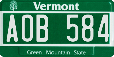 VT license plate AOB584