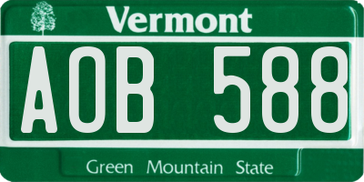 VT license plate AOB588