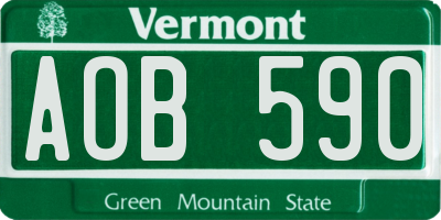 VT license plate AOB590