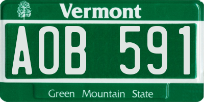 VT license plate AOB591