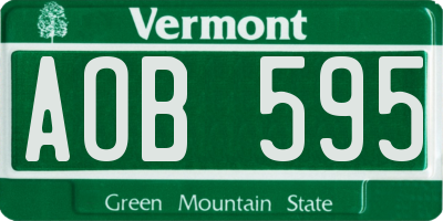 VT license plate AOB595