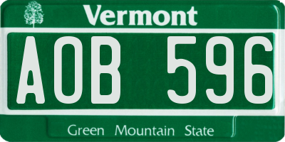 VT license plate AOB596