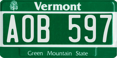 VT license plate AOB597