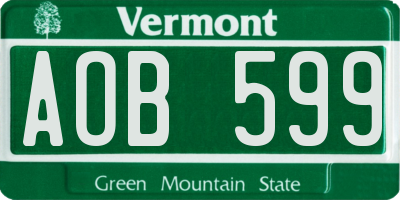 VT license plate AOB599