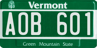 VT license plate AOB601