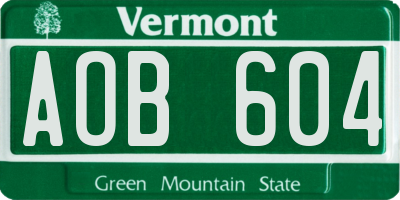VT license plate AOB604