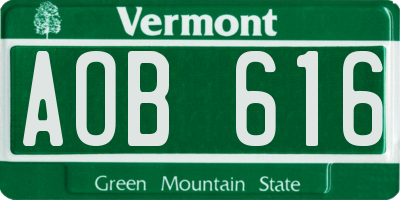 VT license plate AOB616
