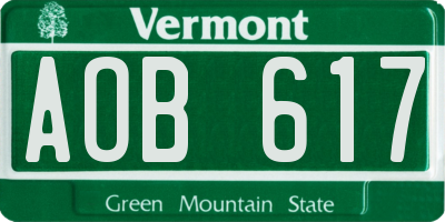 VT license plate AOB617
