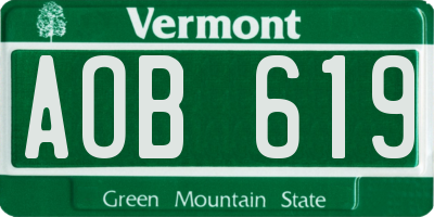 VT license plate AOB619