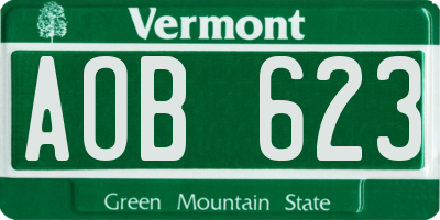 VT license plate AOB623