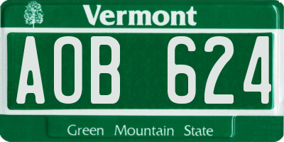 VT license plate AOB624