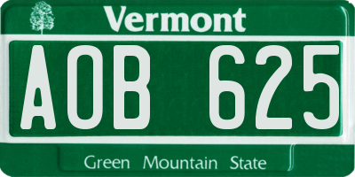 VT license plate AOB625