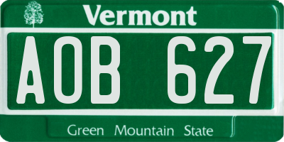 VT license plate AOB627