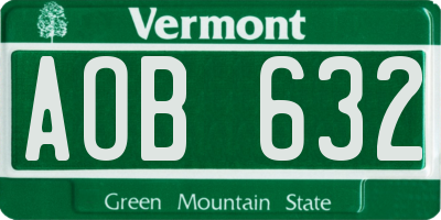 VT license plate AOB632