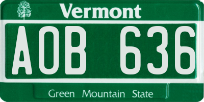 VT license plate AOB636