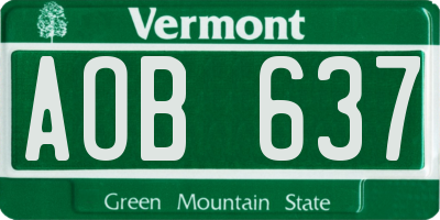 VT license plate AOB637