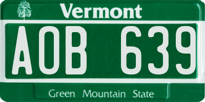 VT license plate AOB639