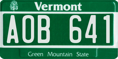 VT license plate AOB641
