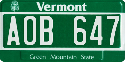 VT license plate AOB647