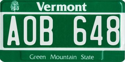 VT license plate AOB648
