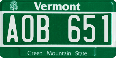 VT license plate AOB651