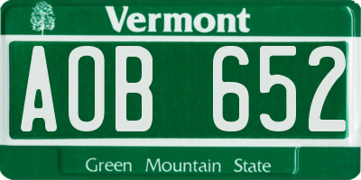 VT license plate AOB652