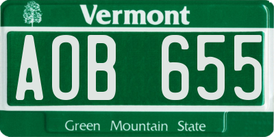 VT license plate AOB655