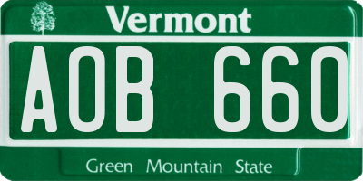 VT license plate AOB660