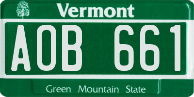 VT license plate AOB661