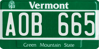 VT license plate AOB665