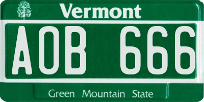 VT license plate AOB666