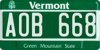 VT license plate AOB668