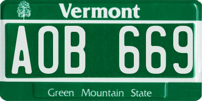 VT license plate AOB669