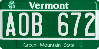 VT license plate AOB672