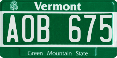 VT license plate AOB675