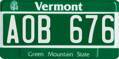 VT license plate AOB676