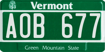 VT license plate AOB677